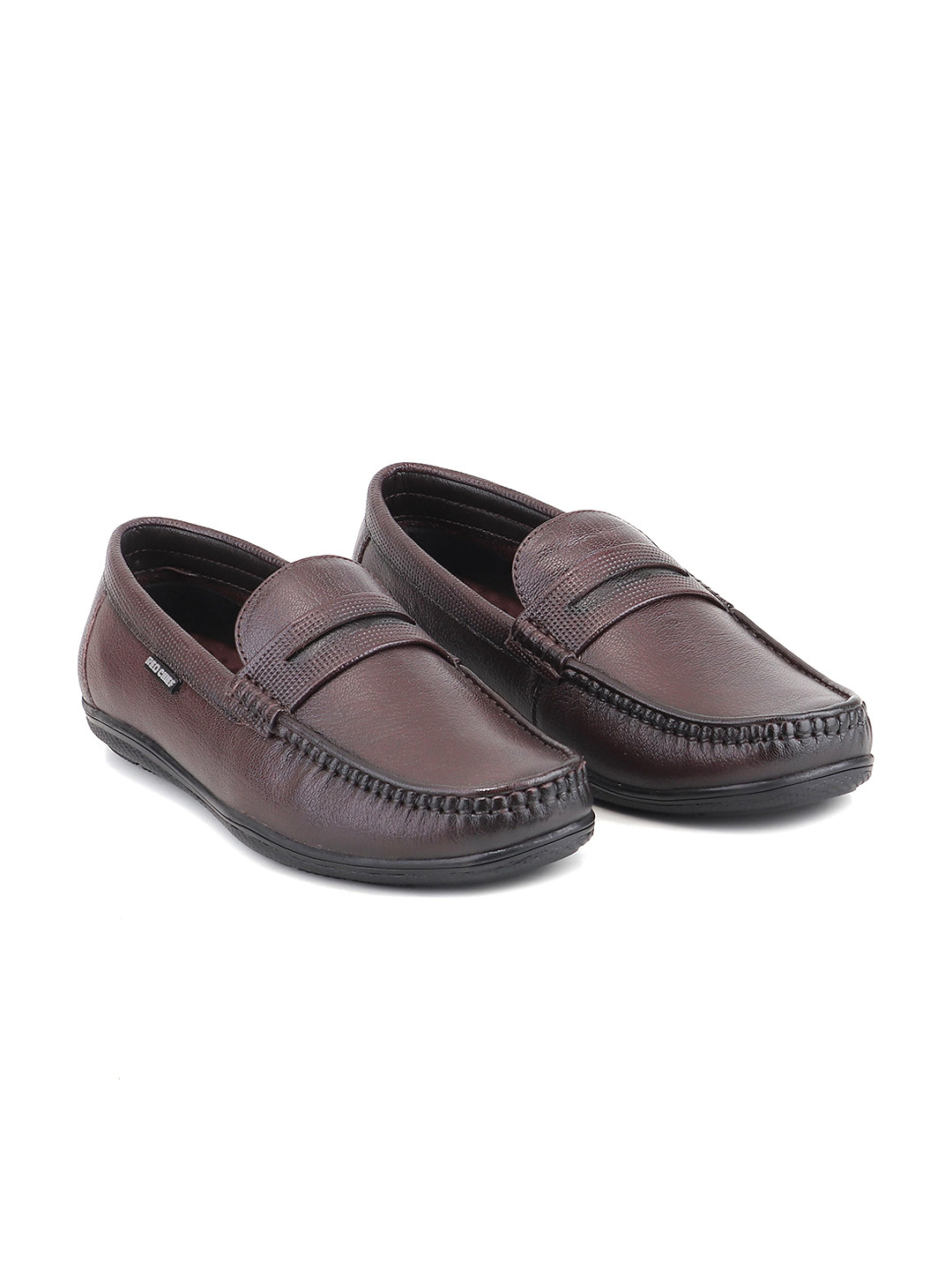 Red Chief Men Textured Square Toe Leather Slip-On Formal Penny Loafer