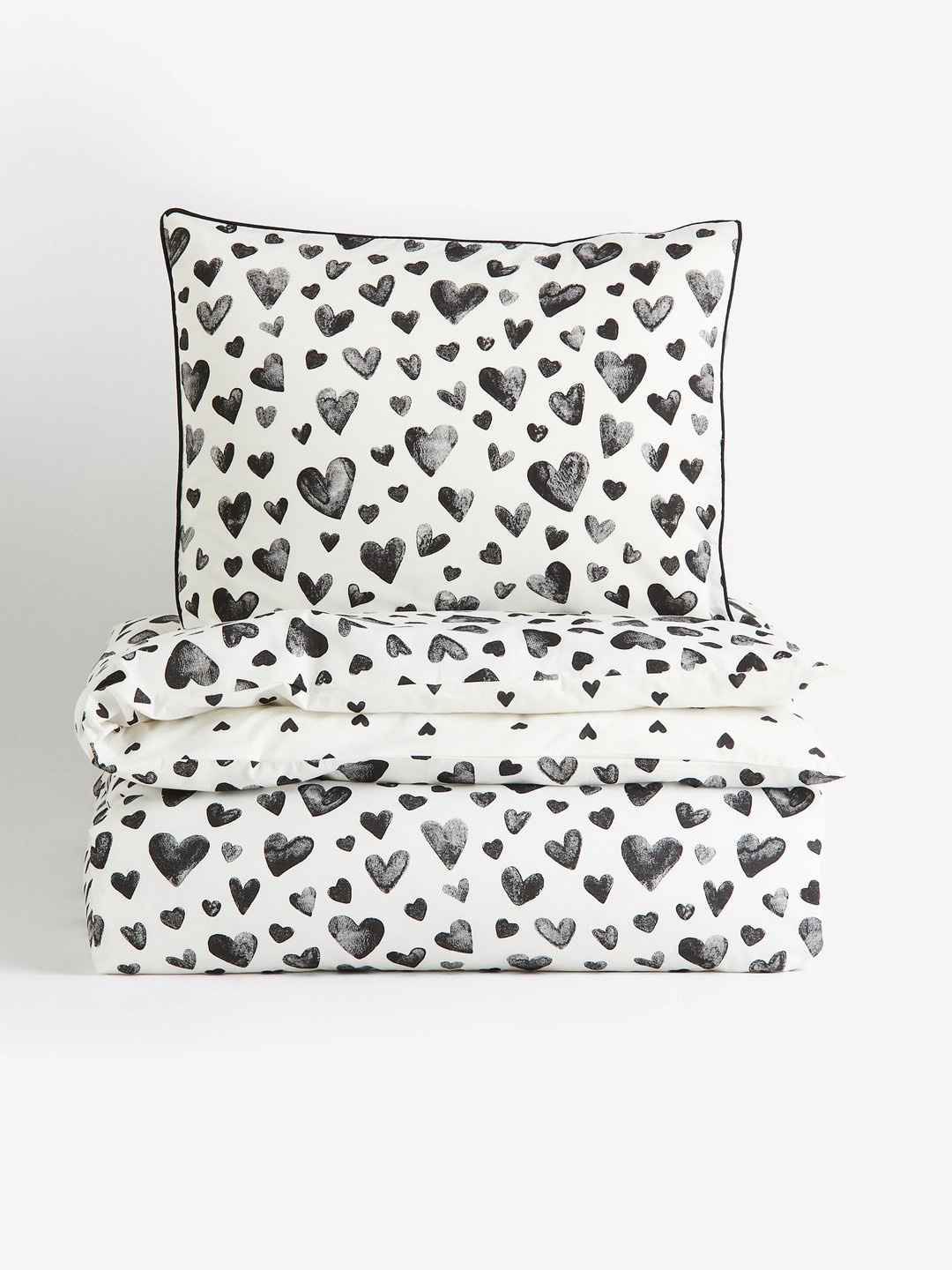 H&M Heart-Patterned Single Duvet Cover Set