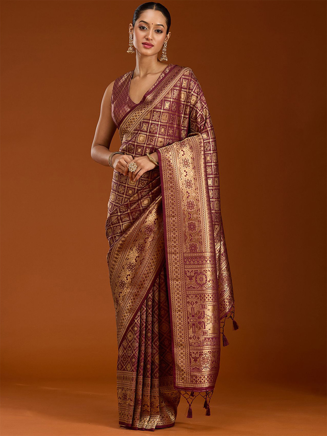 Koskii Maroon Zariwork Art Silk Saree