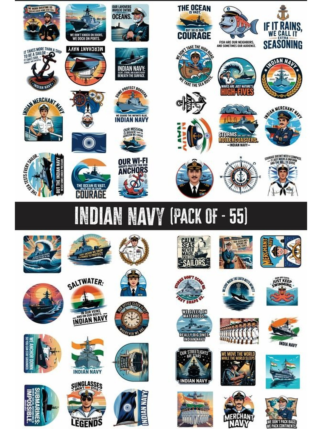 PRINTING DADDY Pack Of 55 Quirky Stickers