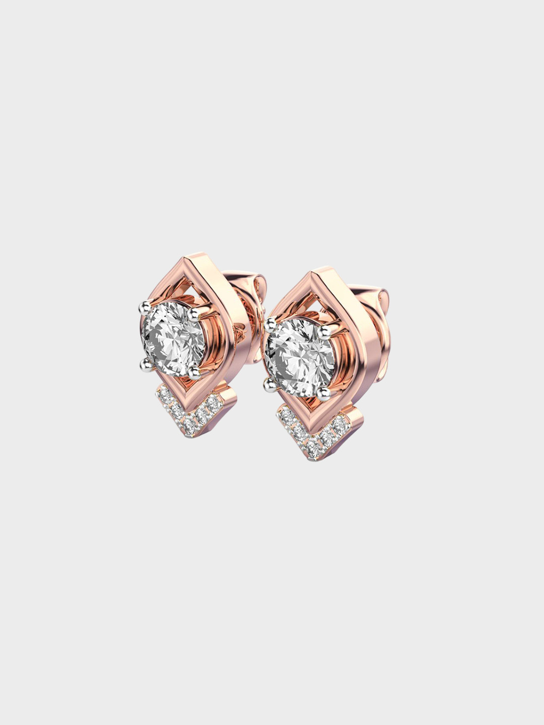 Jewelbox Women 18Kt Rose Gold Dainty Stud Earrings With 0.49 Carat With Diamond - 2.15 g
