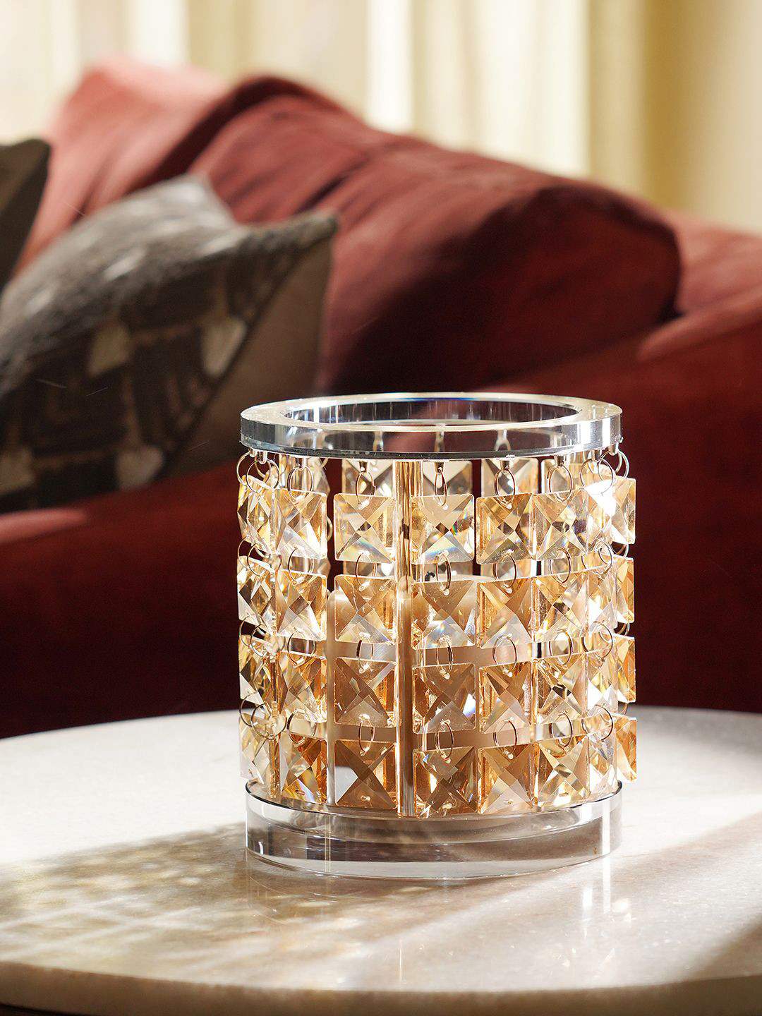 Pure Home and Living Brown Crystal Tealight Holder