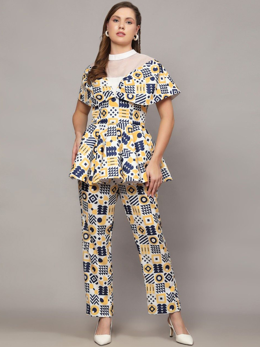 Pearls and Pastels Printed Linen Shirt With Trouser