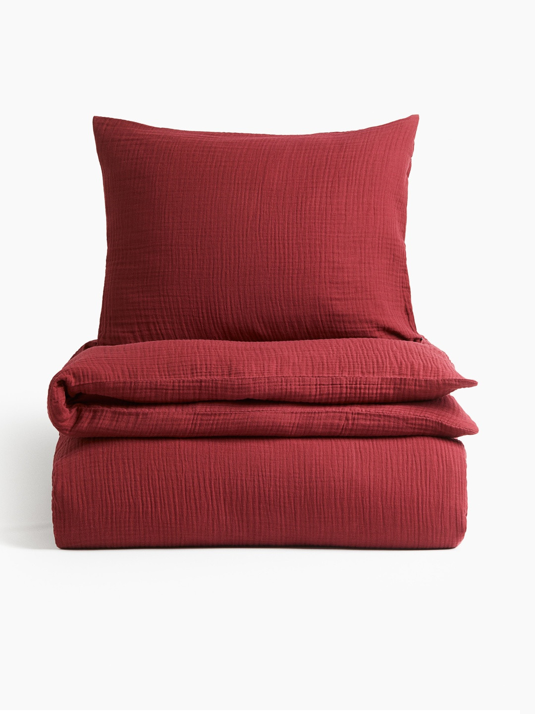 H&M Rust Red Muslin Single Duvet Cover Set
