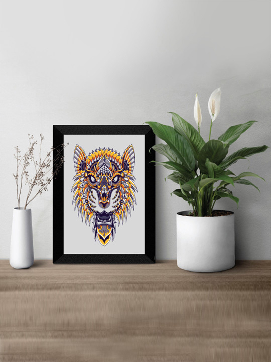 SAF Grey and Yellow UV Textured Premium Framed Wall Art