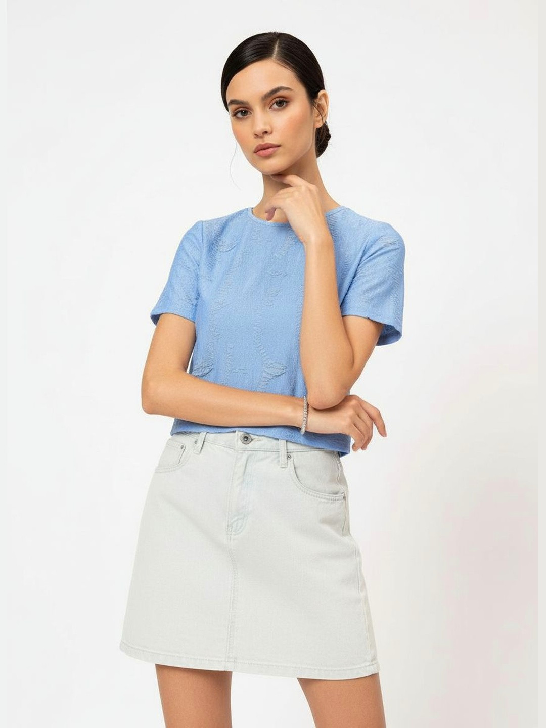 DressBerry Urban Serenity Frayed Studded Top