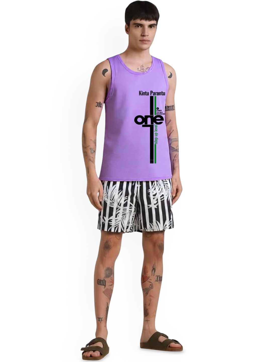 Parona Printed Gym Vest M--Vest-5-Lavender-S