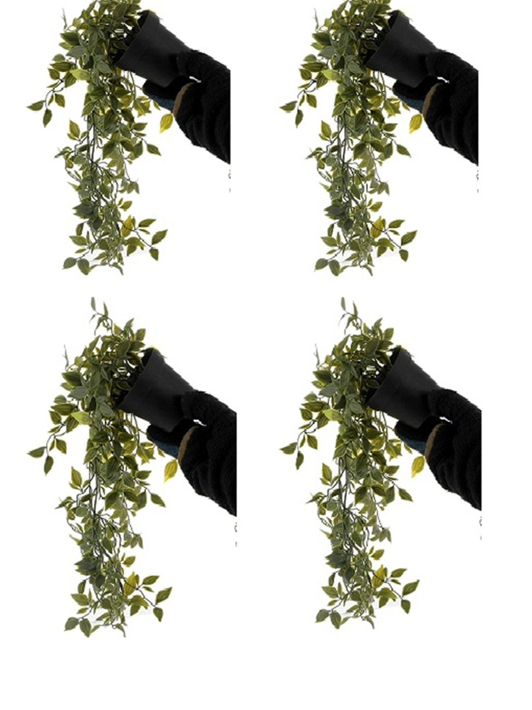 paperi Green & Black 4 Pieces Hanging Artificial Plants With Pot