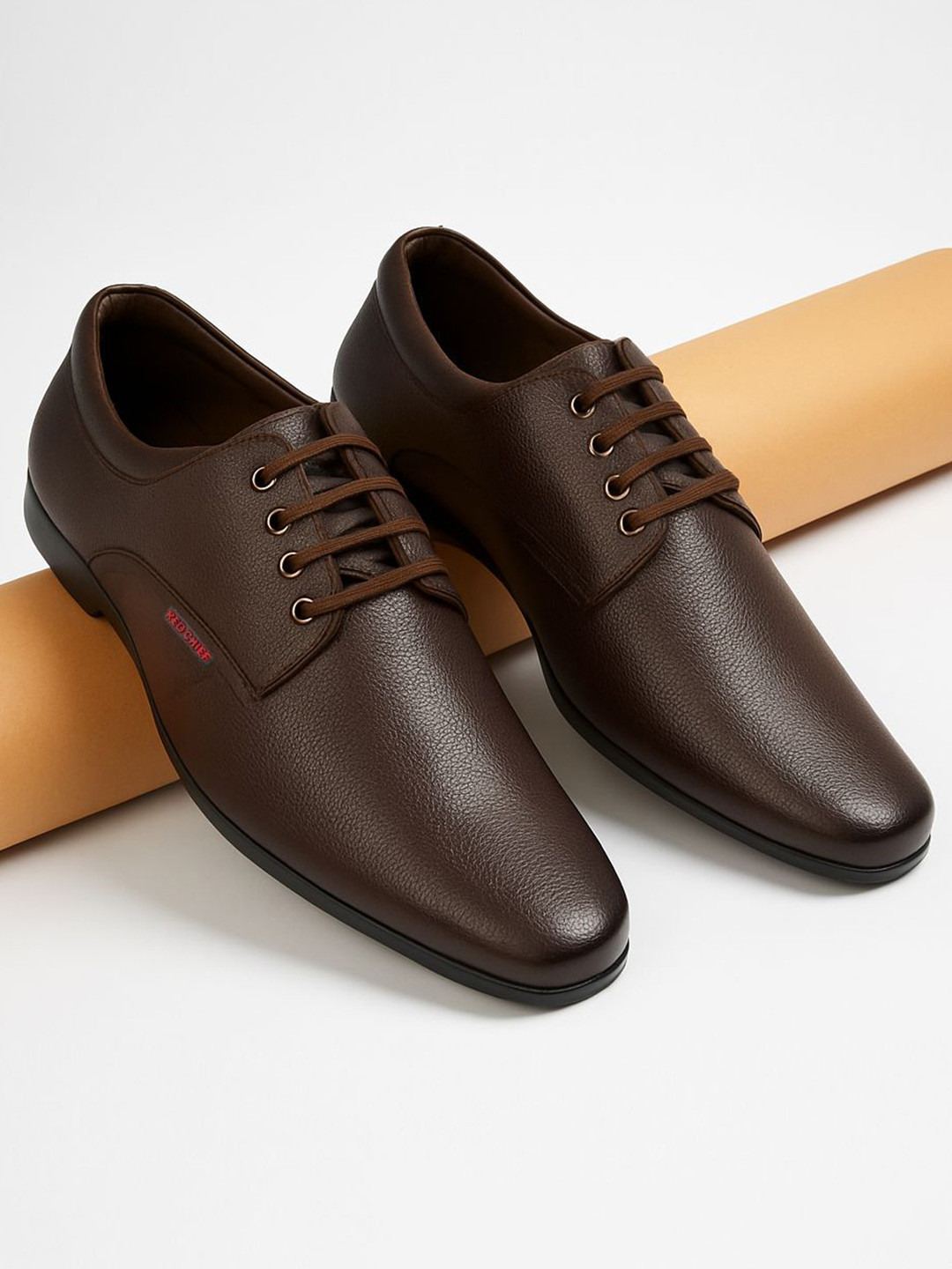 Red Chief Men Brown Leather Formal Derby Shoes