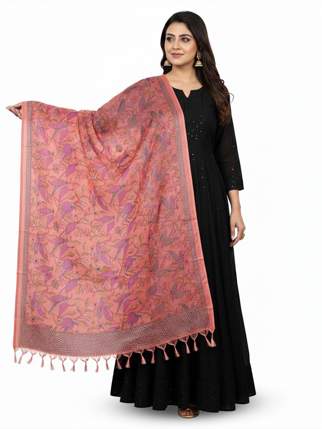 Traditions Bazaar Birds Embroidered Kantha Work Dupatta