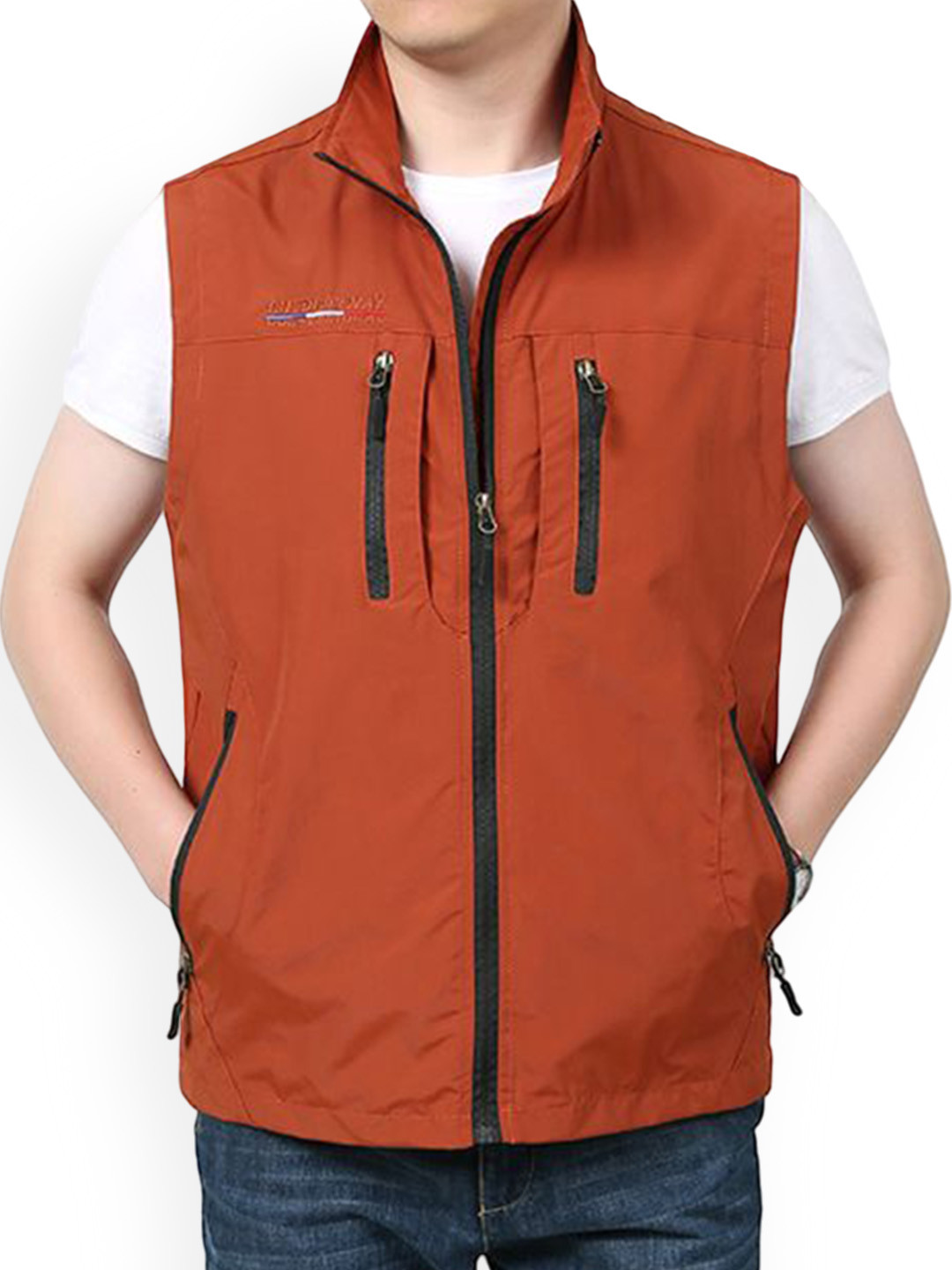 StyleCast x Revolte Men Stand Collared Slim-Fit Waistcoat