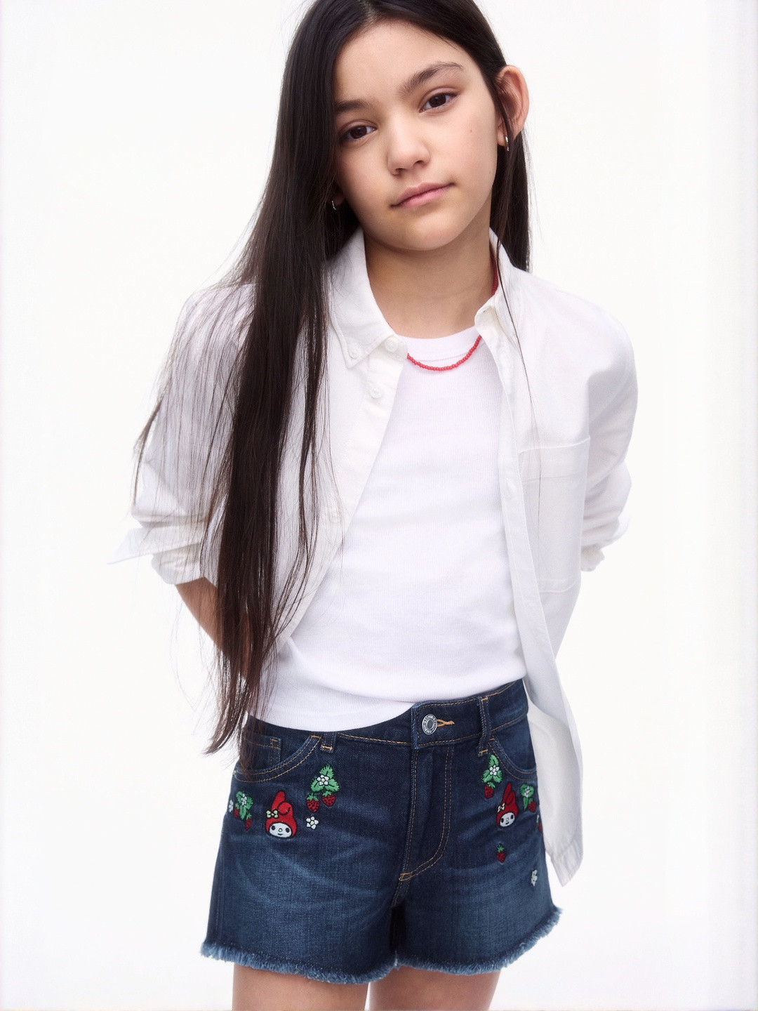 H&M Embroidery-Detail Denim Shorts