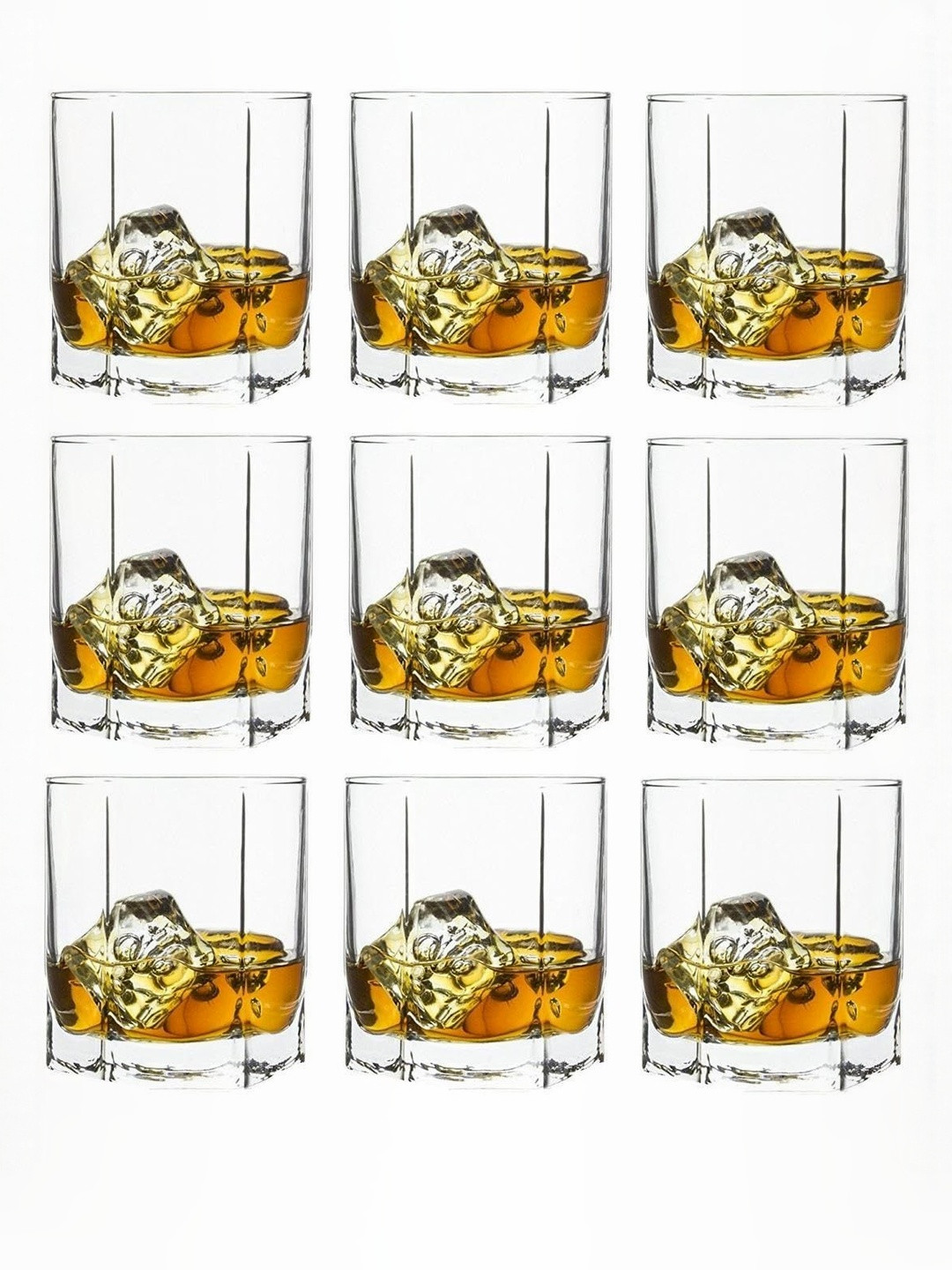 1ST TIME Pack Of 9 Transparent Dishwasher Whisky Bar Glass