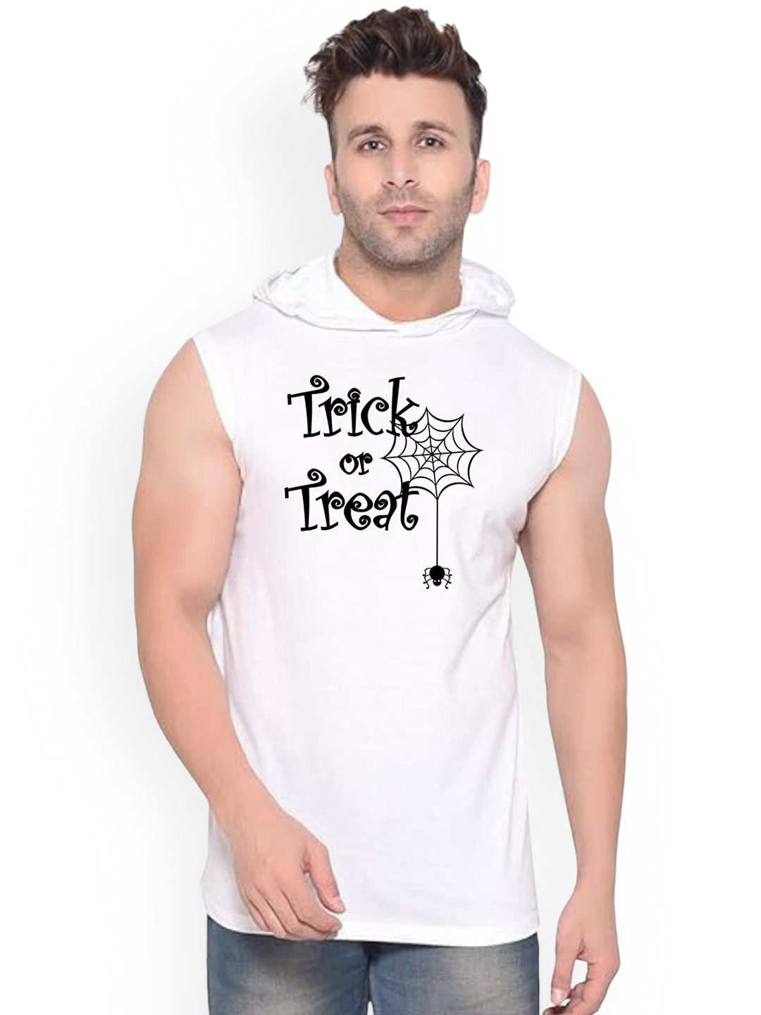 Fashnobic Men Trickortreat Printed Hooded-Neck Gym Vests FB-104_print-19_Gym_vest White M