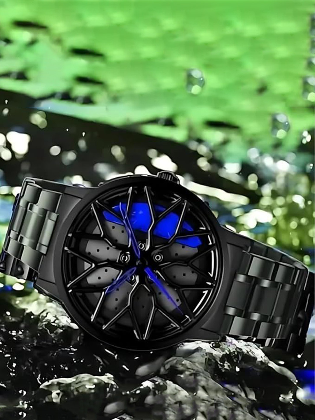 HDFCREATION Men Bracelet Style Straps Analogue Watch Spinner_1_Flower__Blue