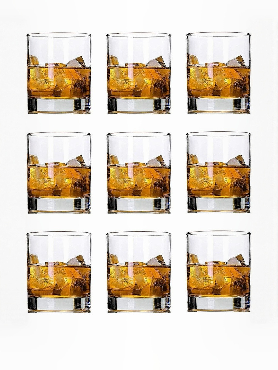 1ST TIME Transparent 9 Pieces Dishwasher Safe Whisky Glass - 280 ml