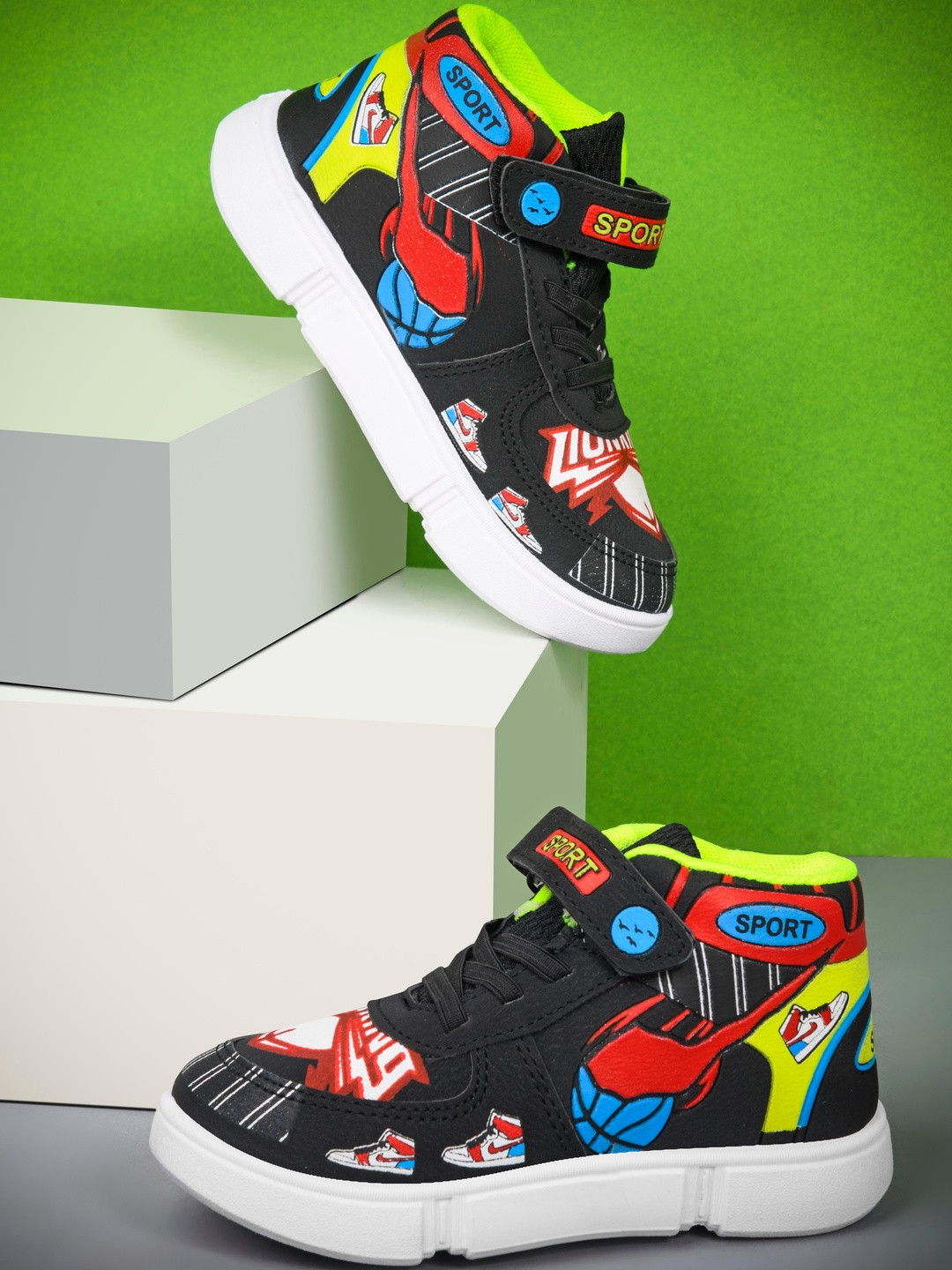 Pu-Pine Kids Green Artificial Leather Shoes