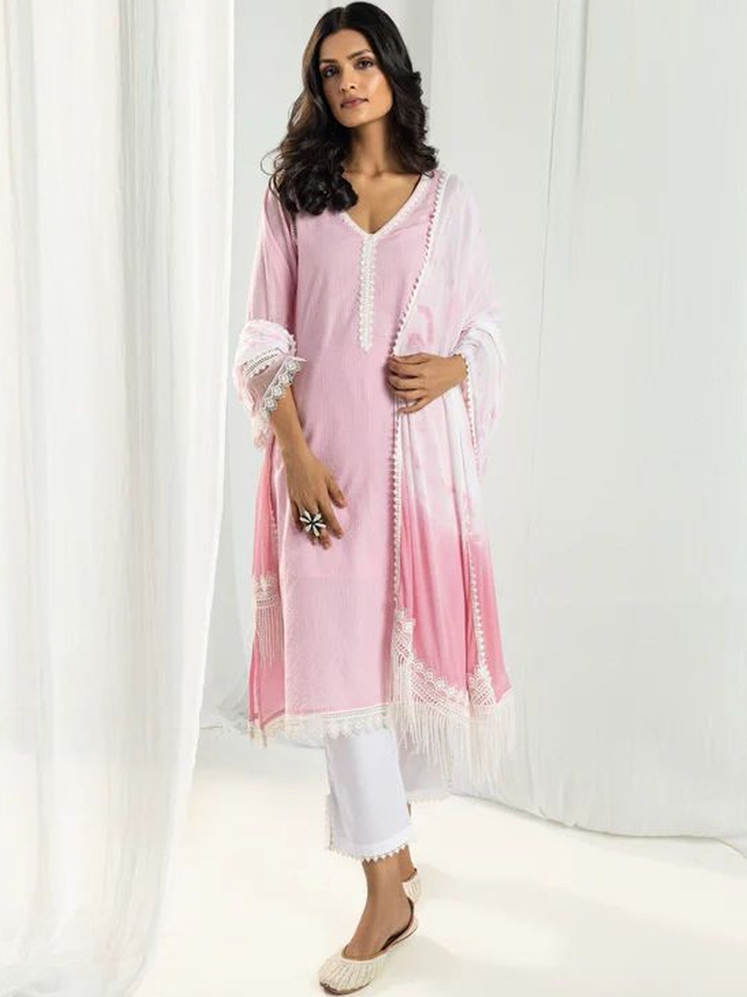 ROZE Pink Dyed Dupatta