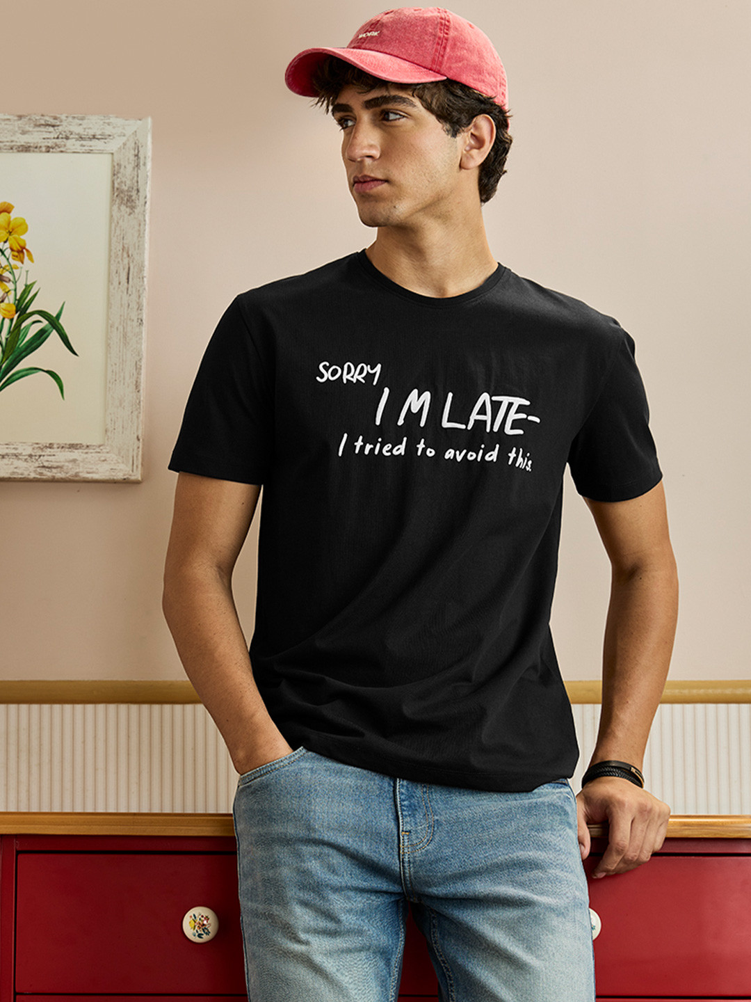 Snitch Men Black Graphic T-Shirt