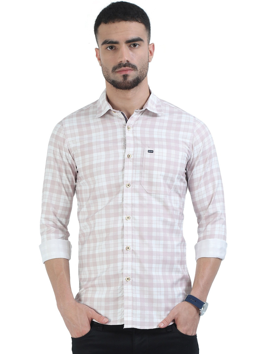 Rocket Science Checked Spread Collar Cotton Slim Fit Comfort Shirts