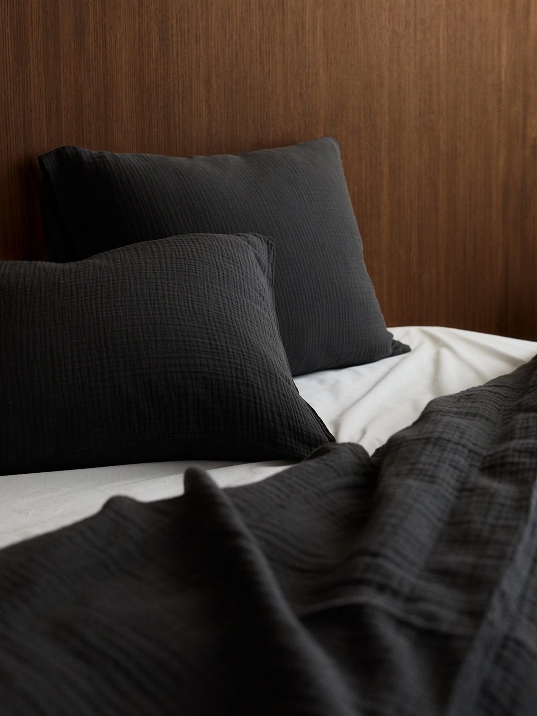 H&M Grey Muslin Single Duvet Cover Set