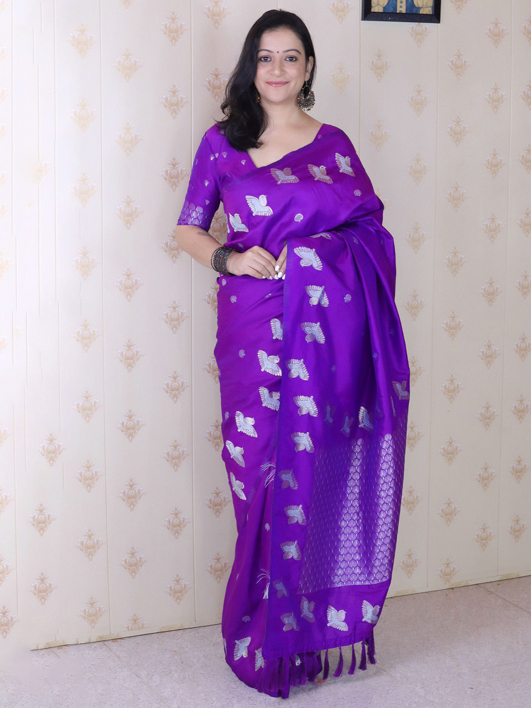 all about you Pakshi Woven Design Zari Banarasi Saree