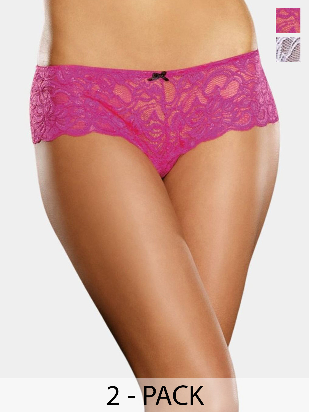 XENZA Pack Of 2 Mid-Rise Self-Designed Bikini Briefs - XN-2C-05338-RPI-WH