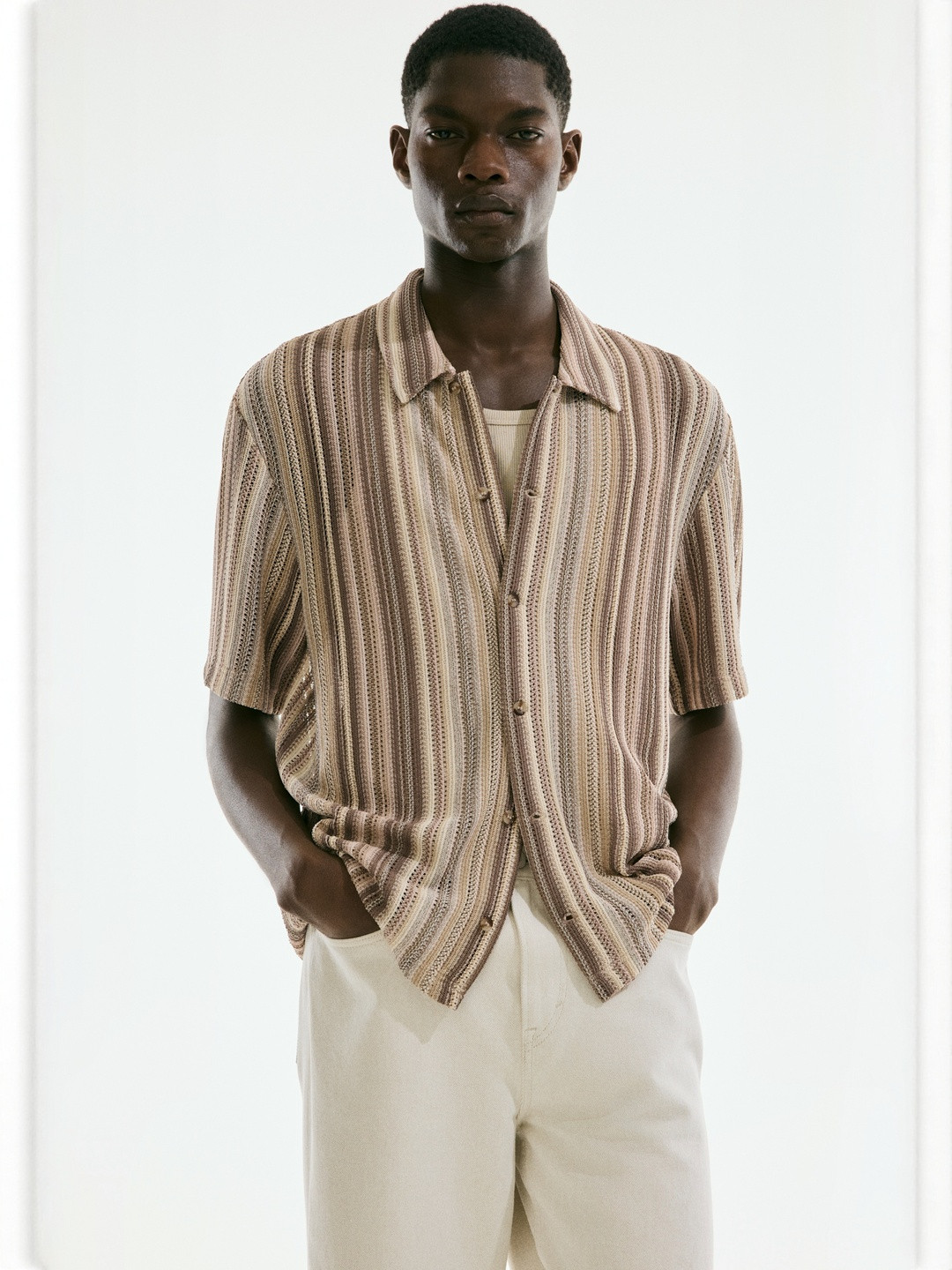 H&M Regular Fit Crochet-Look Shirt
