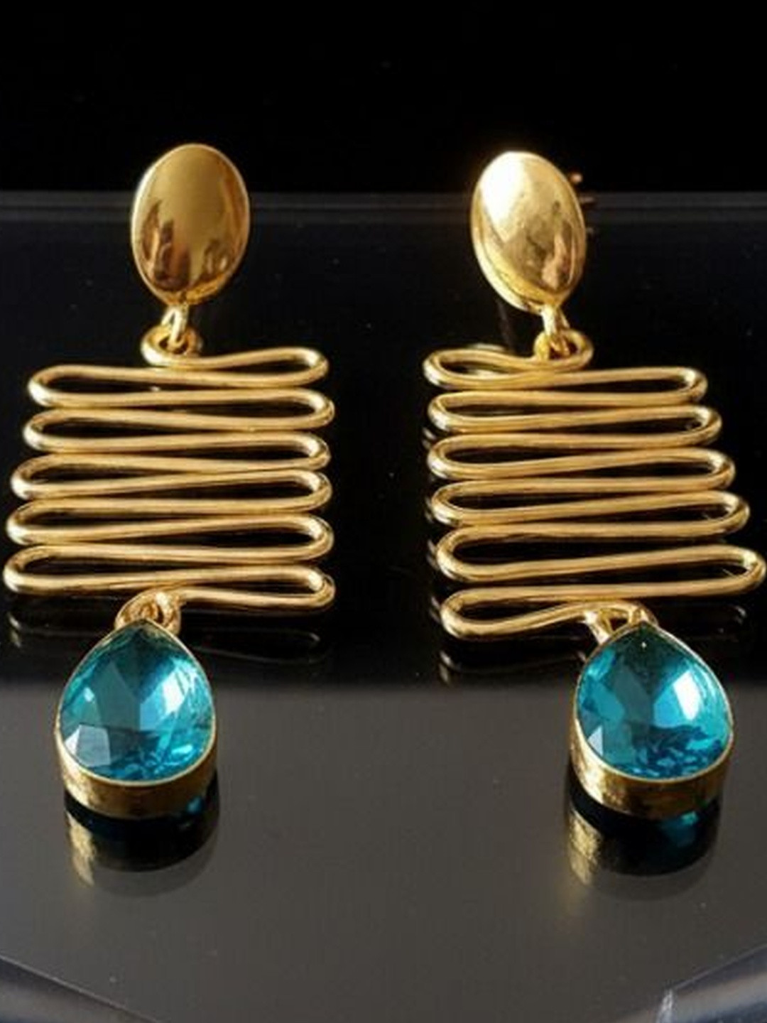 Chic Laddies Gold Plated Teardrop Shaped Drop Earrings