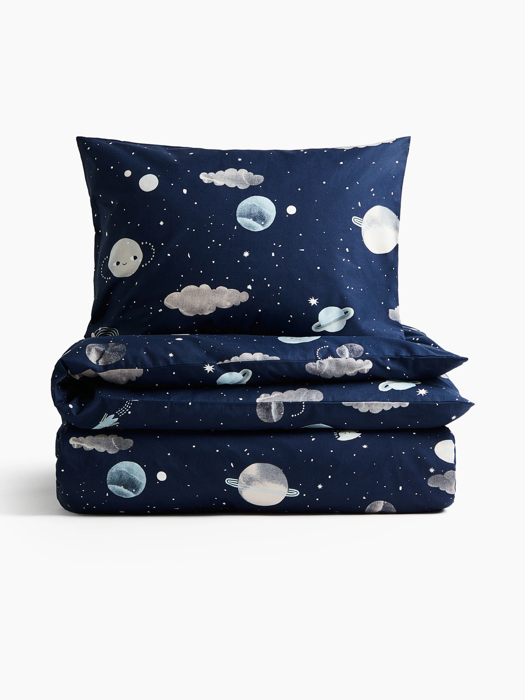 H&M Blue and White Boys Patterned Cotton Duvet Cover Set