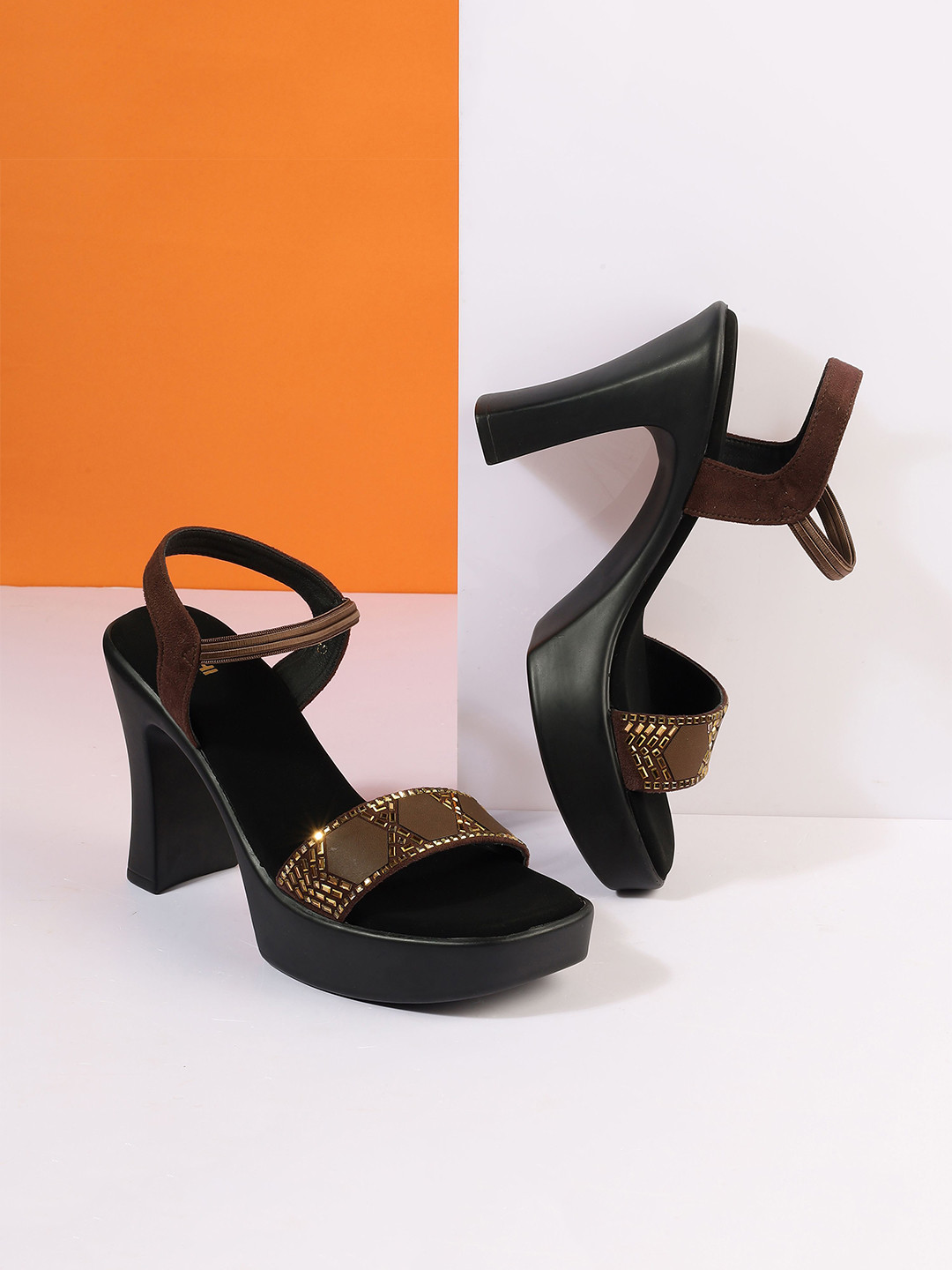 Mochi Women Embellished Open Toe Block Heel Sandals