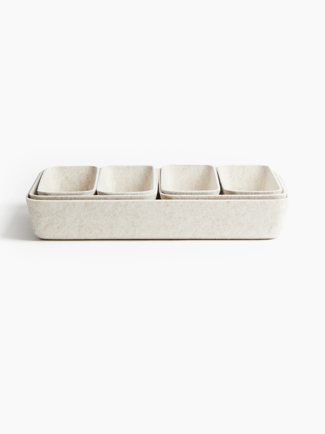 H&M White 7-Piece Felted Storage Basket Set