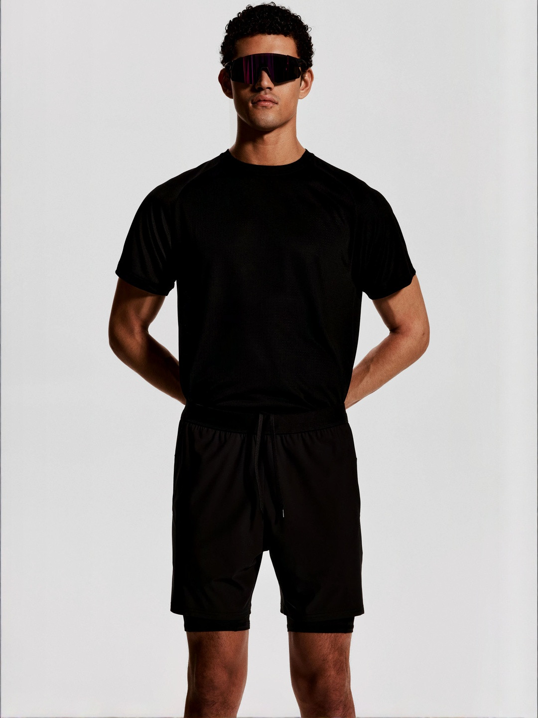H&M Men Mid-Rise DryMove 2-in-1 Sports Shorts