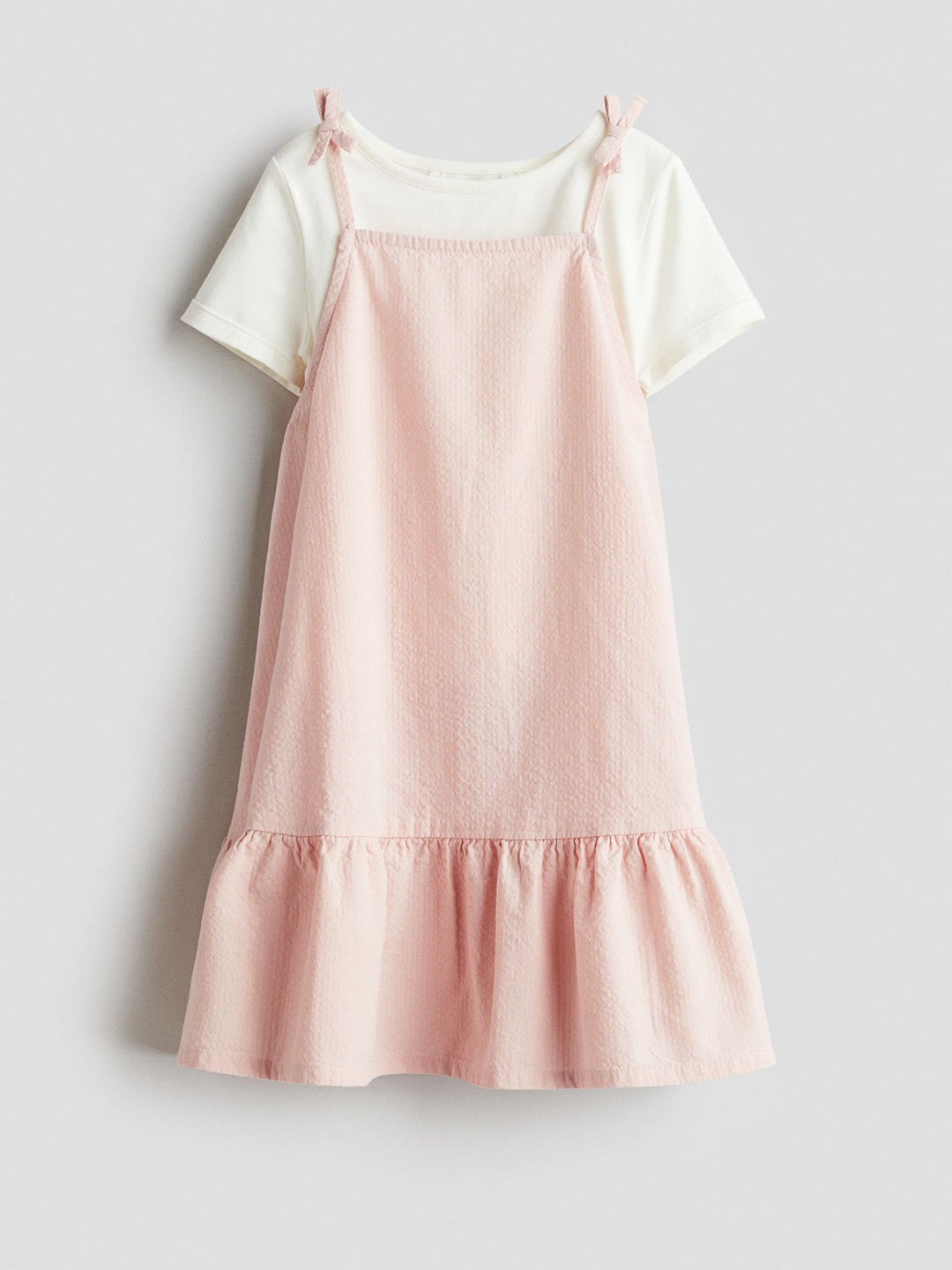 H&M Girls 2 Piece Set Sleeveless Tiered A-Line Cotton Knee Length Dress