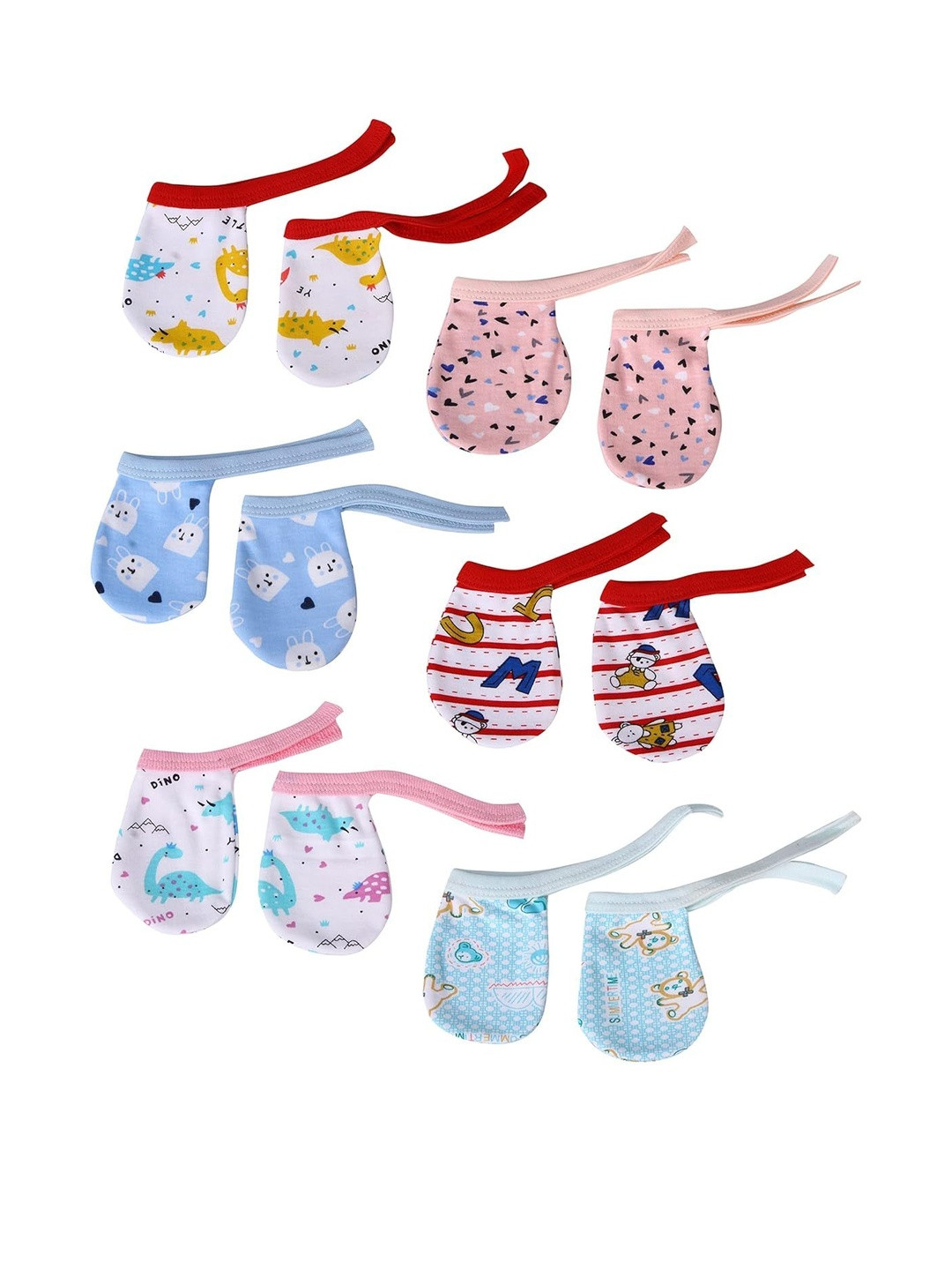 Mom's Darling Kids Pack of 6 Printed Cotton Mittens Gloves
