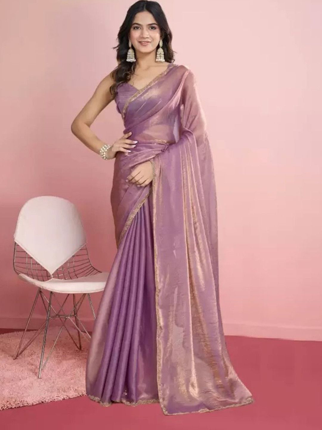 Sanwariya Silk Solid Embellished Zari Pure Chiffon Saree