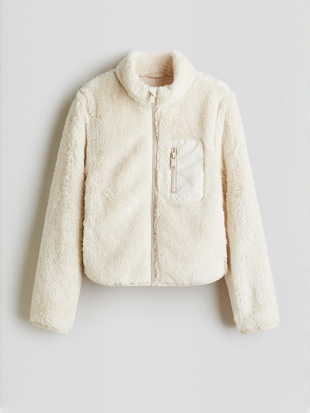 H&M Girls Stand Collar Pile Jacket