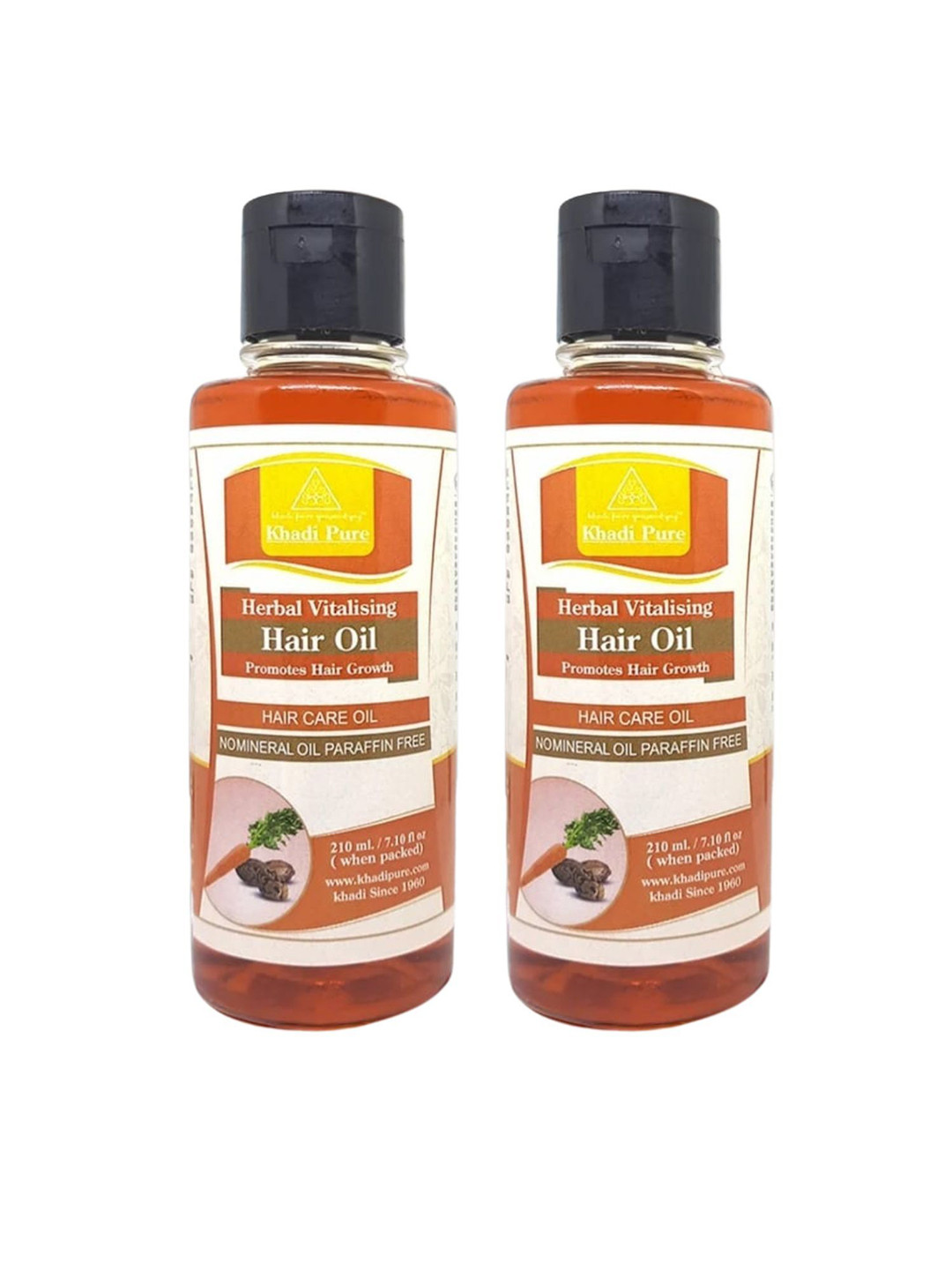 Khadi Pure Set Of 2 Herbal Vitalising Hair Oil - 210 ml Each