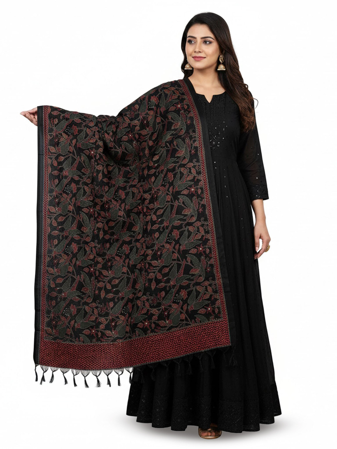 Traditions Bazaar Birds Embroidered Kantha Work Dupatta
