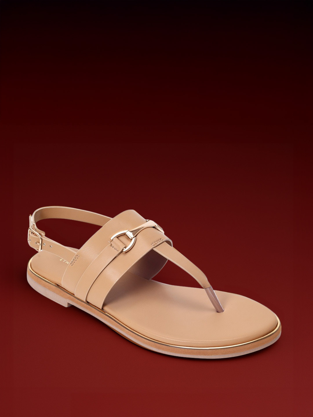 Lino Perros Metallic Detail T-Strap Flats