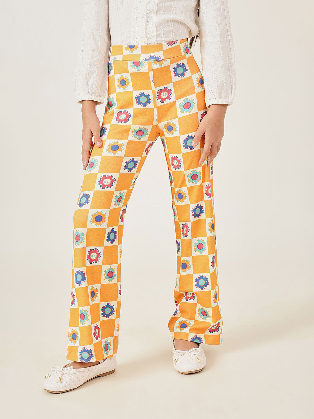 One Friday Girls Printed Regular Fit High-Rise Slip-On Cotton Jeggings