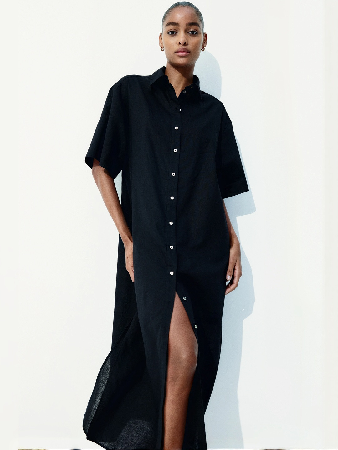 H&M Linen-Blend Shirt Dress