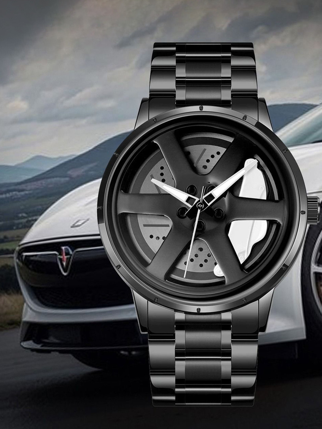 HDFCREATION Men Dial & Bracelet Style Straps Analogue Watch Spinner_5_Plen_White