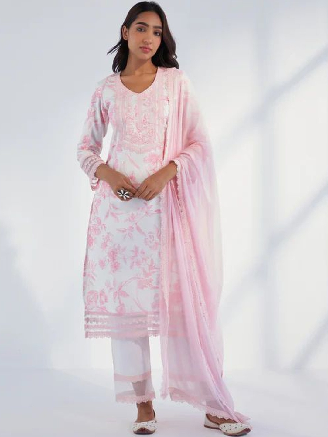 ROZE Women Pink Chiffon Dupatta