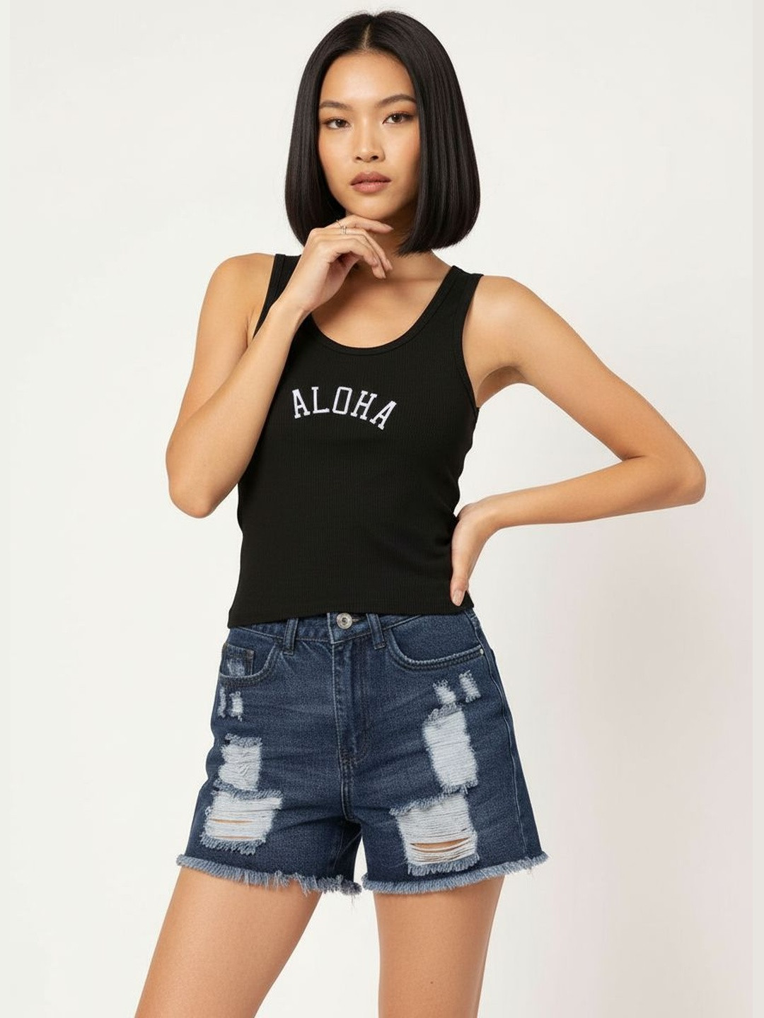 DressBerry Aloha Vibe Fitted Crop