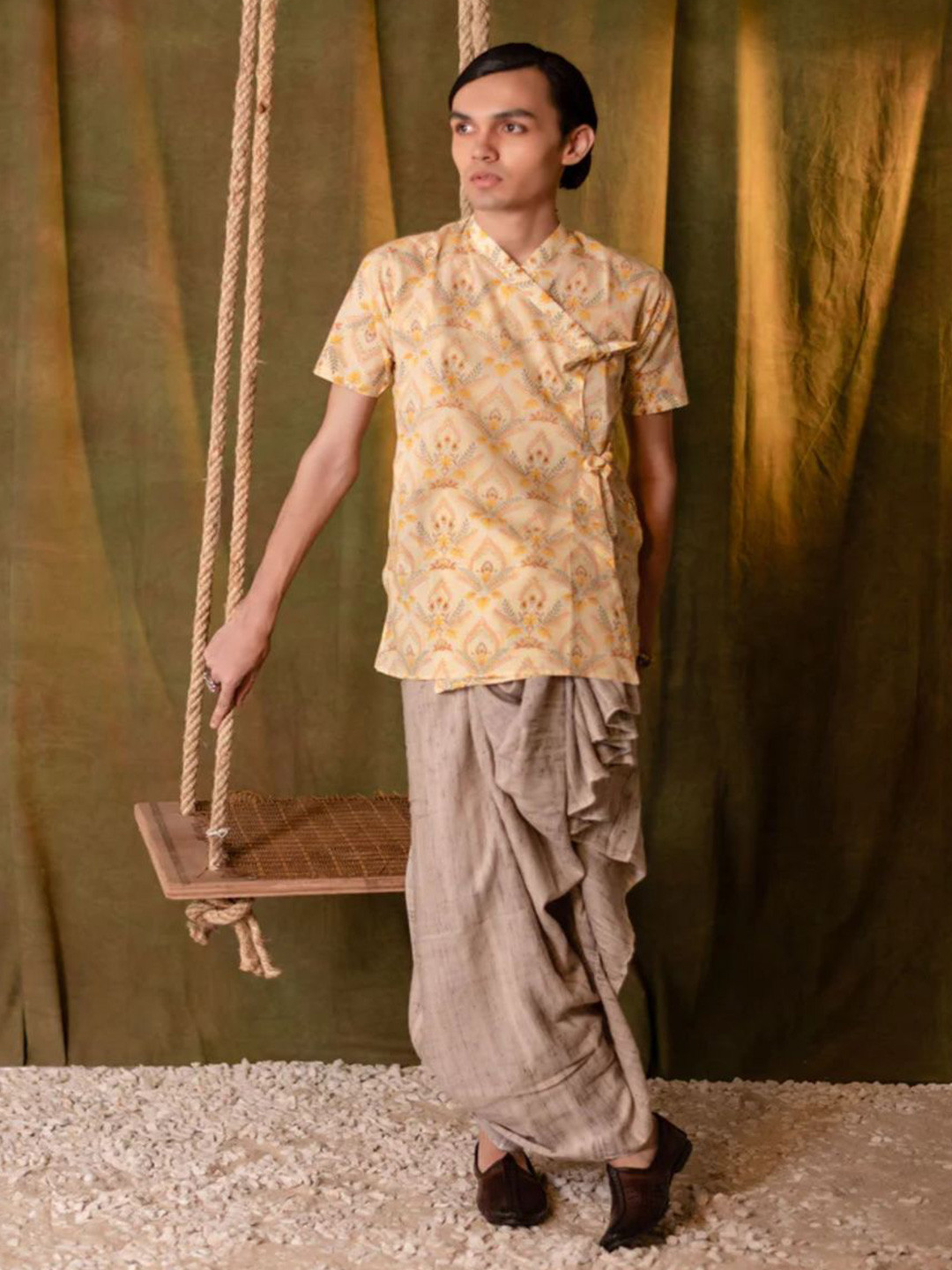 VANCHA Men Ethnic Motifs Printed Daily Cotton A-Line Kurta