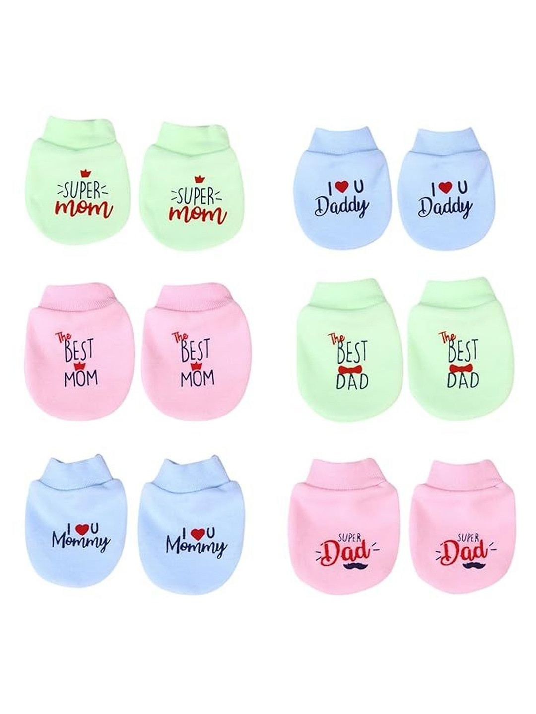 Mom's Darling Kids Set of 6 Cotton Mittens