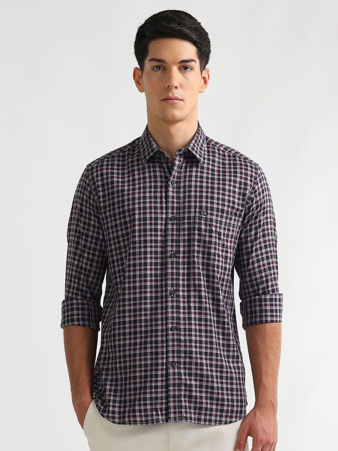 Arrow Sport Men Slim Fit Checked Casual Cotton Shirt