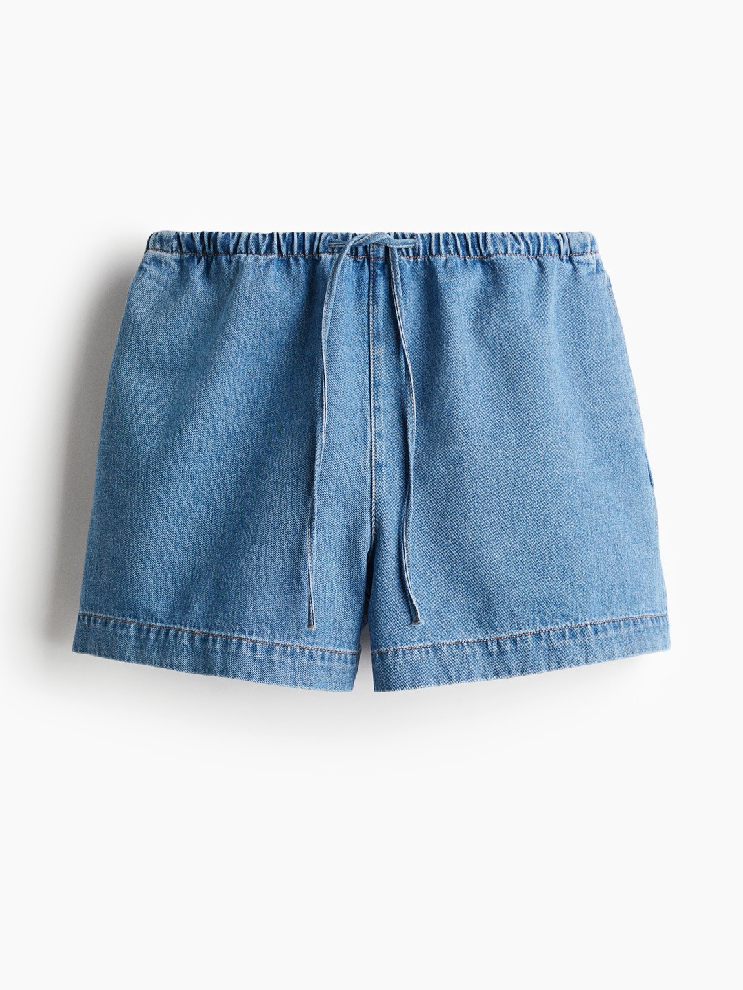 H&M Women Denim Drawstring Shorts 1275095001-Blue