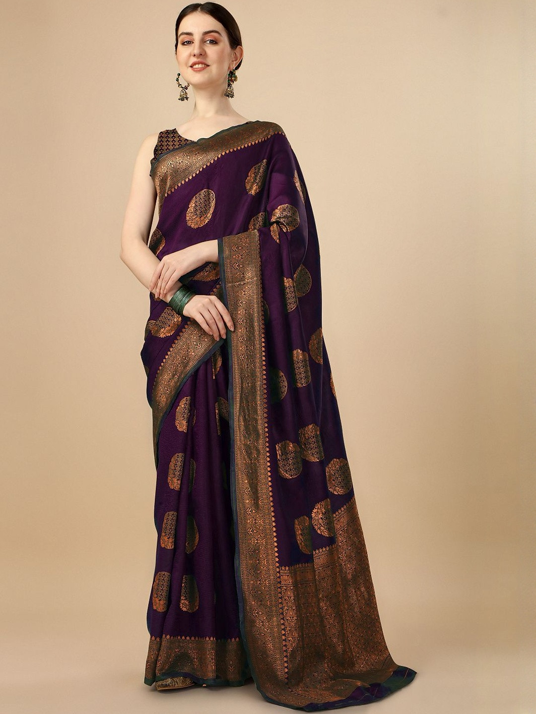AVANTIKA FASHION Ethnic Motifs Woven design Zari Kanjeevaram Saree